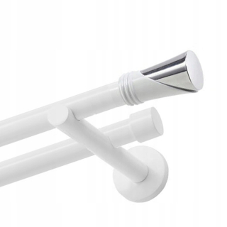 Dvojitá záclonová tyč 19+19 mm 200 cm biela bez žabiek